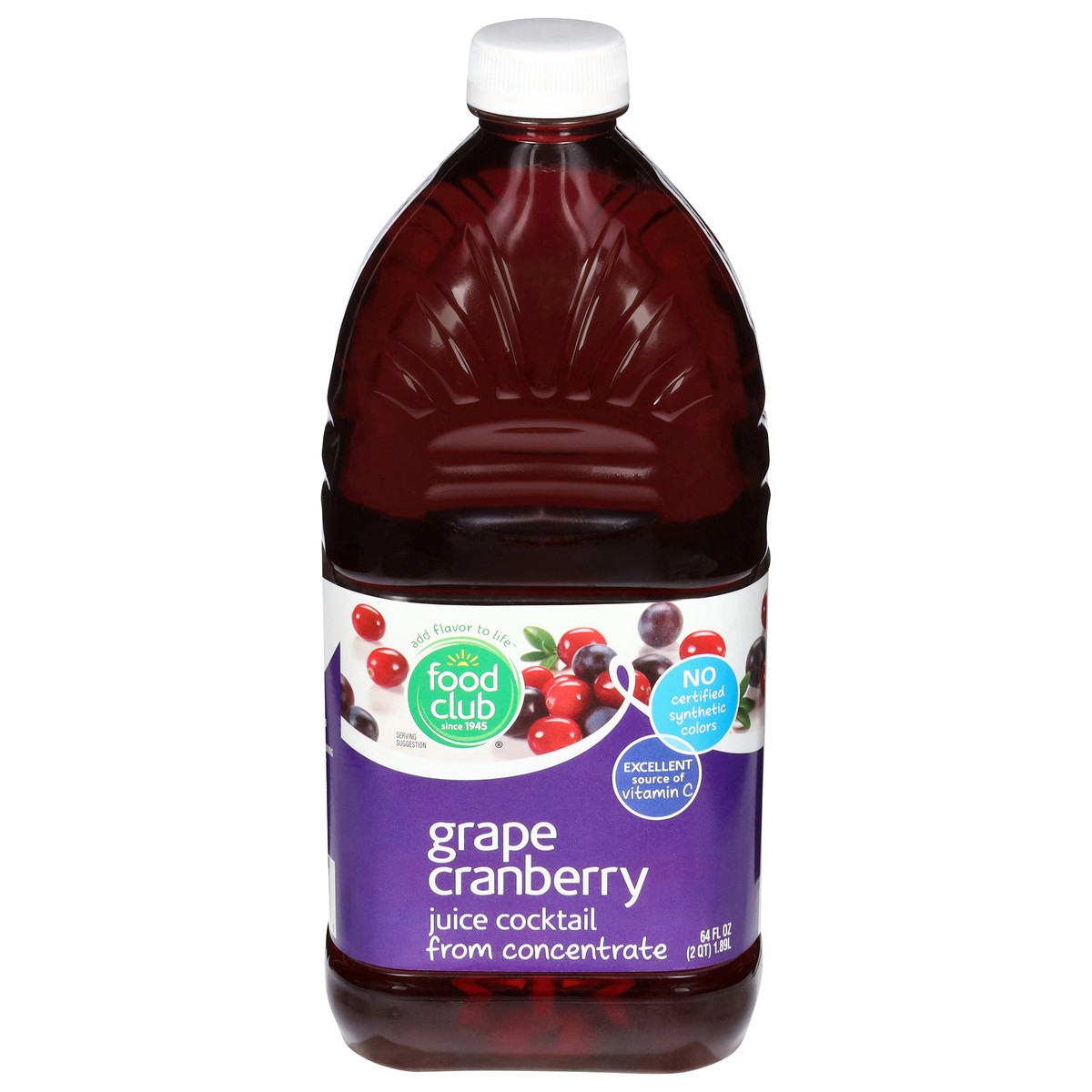 slide 1 of 9, Food Club Grape Cranberry Juice Cocktail - 64 fl oz, 64 fl oz