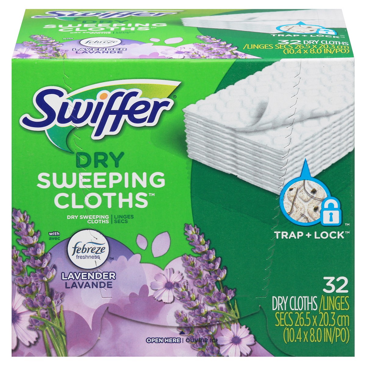 slide 1 of 1, Swiffer Dry Lavender Sweeping Cloths 32 Dry Cloths 32 ea, 32 ct