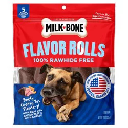 Milk-Bone Flavor Rolls Beefy Cheesy, Yes Please-y! Rawhide Free Dog Treat With Beef, 5-Count Bag