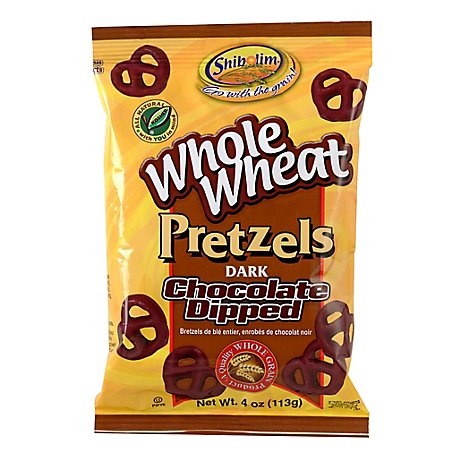 slide 1 of 1, Shibolim Whole Wheat Pretzels - Dark Chocolate Dipped, 4 oz