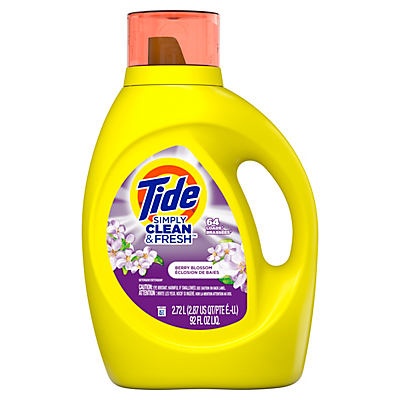 slide 1 of 1, Tide Simply Clean & Fresh Berry Blossom Liquid Laundry Detergent 64 Loads, 92 oz