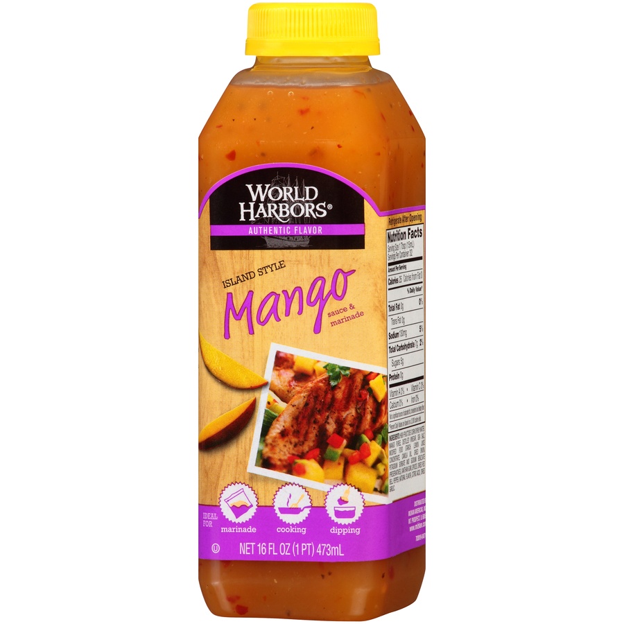 slide 3 of 8, World Harbors Island Style Mango Sauce & Marinade, 18 oz