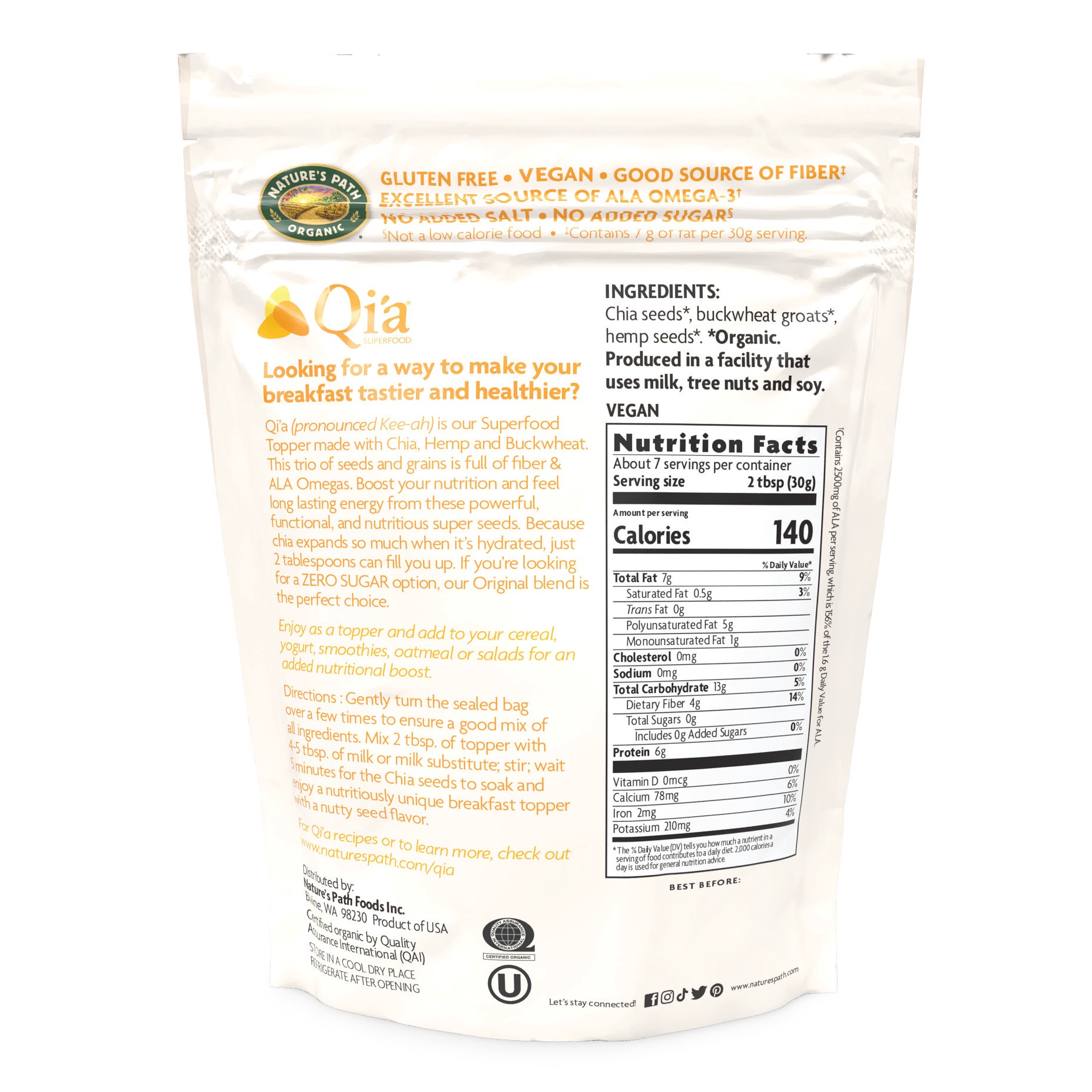 slide 2 of 5, Nature's Path Organic Qi'a Buckwheat & Hemp Cereal, 7.94 oz