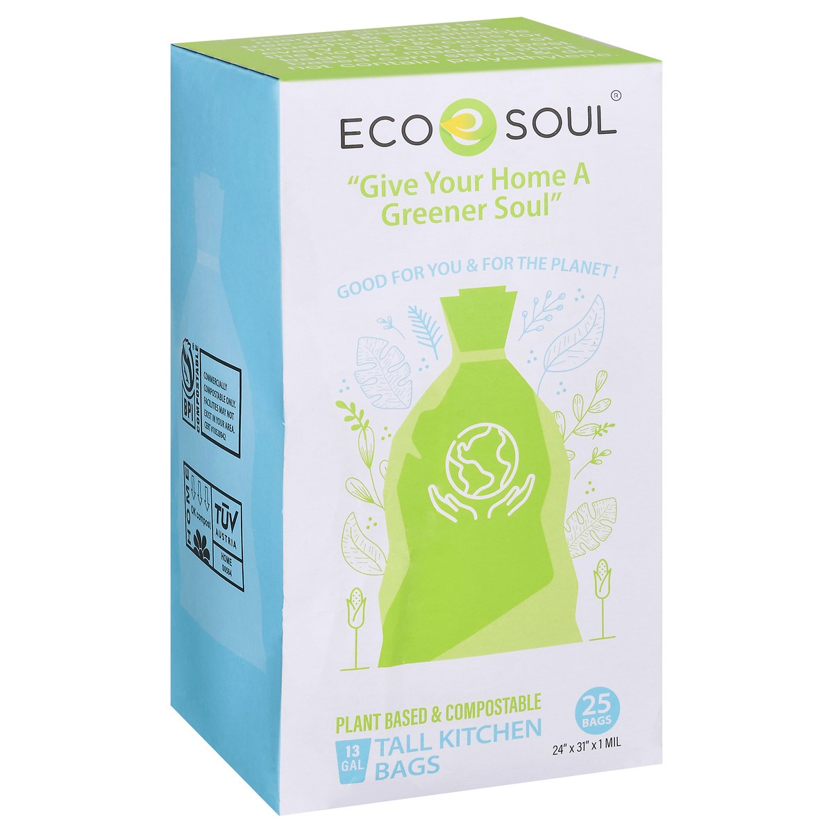 slide 7 of 10, Eco Soul 13 Gallon Tall Kitchen Bags 25 ea, 25 ct