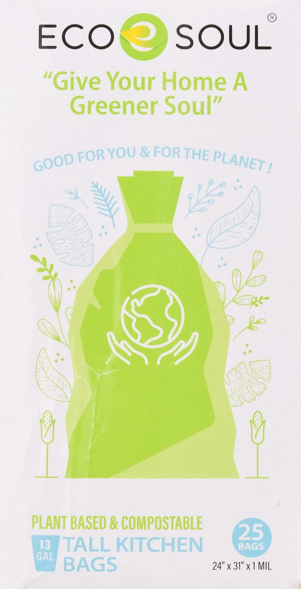 slide 5 of 10, Eco Soul 13 Gallon Tall Kitchen Bags 25 ea, 25 ct