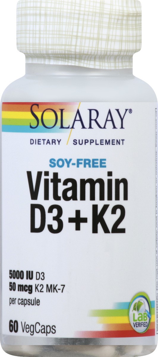 slide 4 of 7, Solaray Vitamin D3 125 Mcg & Vitamin K2 50 Mcg, 60 ct