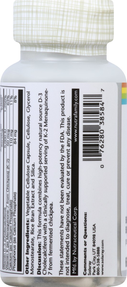 slide 5 of 7, Solaray Vitamin D3 125 Mcg & Vitamin K2 50 Mcg, 60 ct