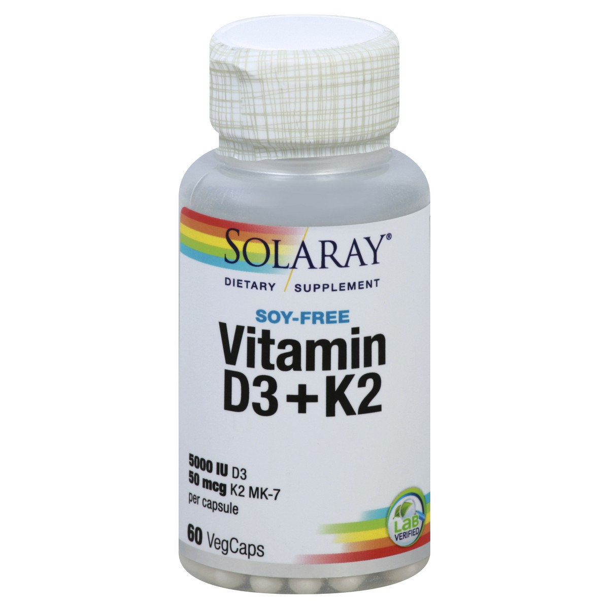 slide 1 of 7, Solaray Vitamin D3 125 Mcg & Vitamin K2 50 Mcg, 60 ct