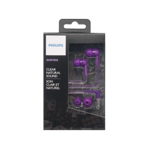 slide 1 of 1, Philips Clear Natural Sound In-Ear Headphones, Purple She7050, 1 ct