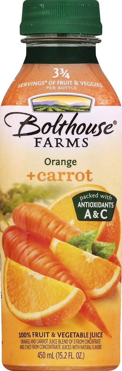 slide 3 of 4, Bolthouse Farms Orange + Carrot 100% Fruit & Vegetable Juice - 15.2 fl oz, 15.2 fl oz