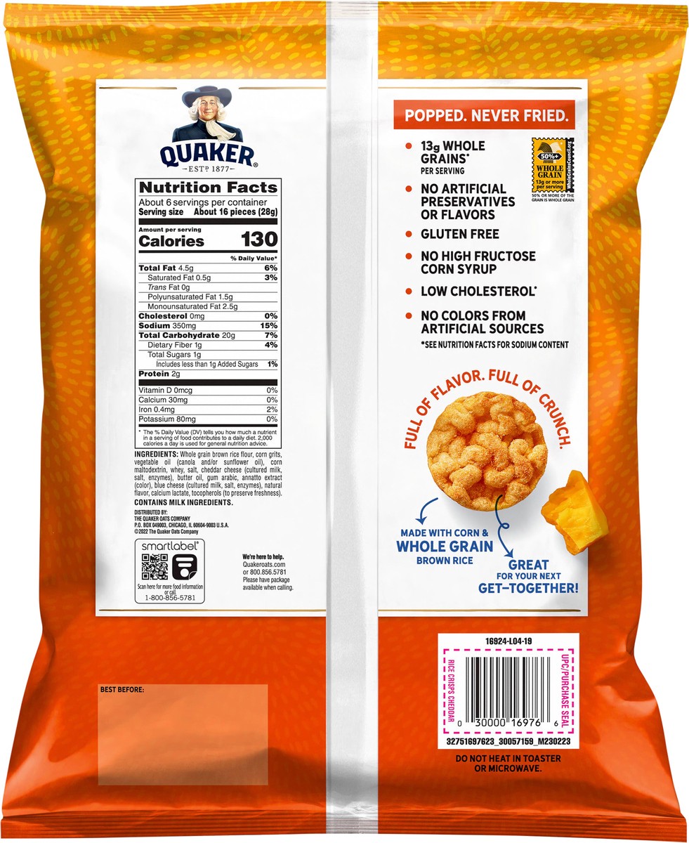 slide 3 of 6, Quaker Rice Crisps Cheddar 6.06 Oz, 6.06 oz