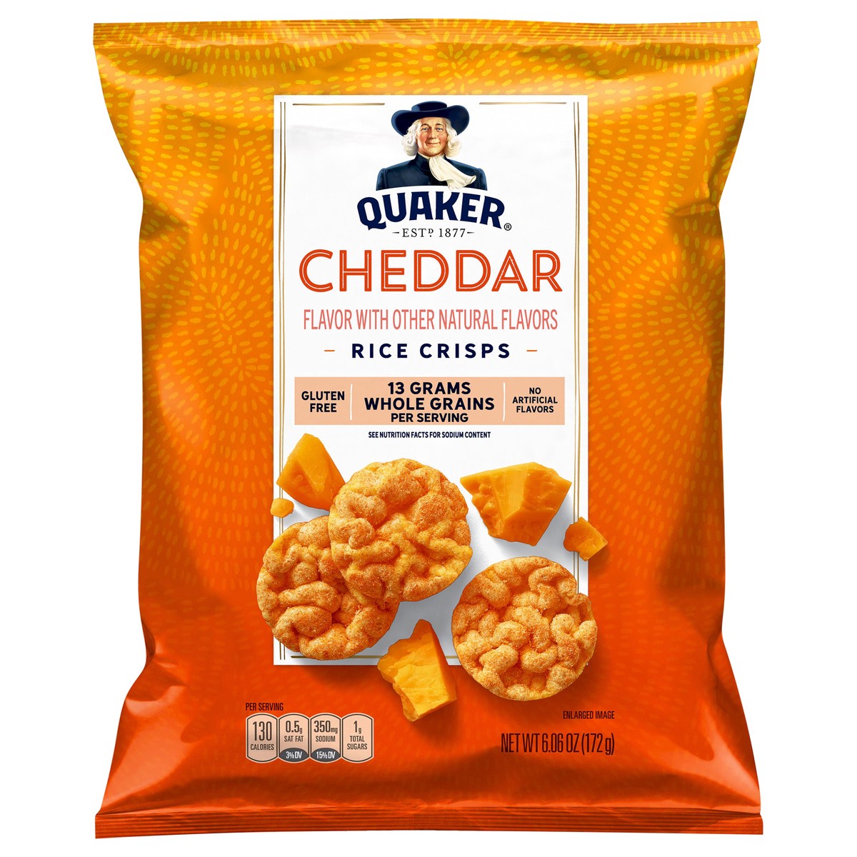 slide 1 of 6, Quaker Rice Crisps, Cheddar Flavor, 6.06 oz