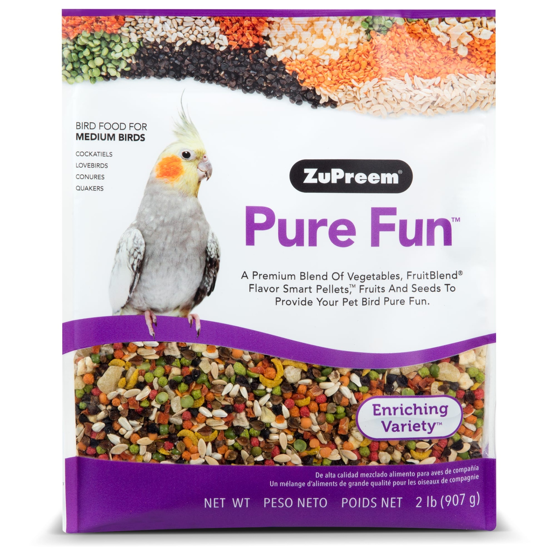 slide 1 of 1, ZuPreem Pure Fun Bird Food for Medium Birds, 2 lbs., 2 lb