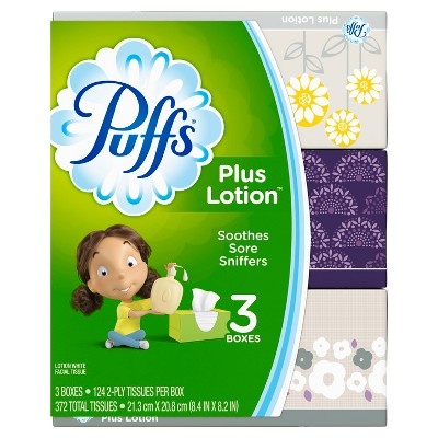 slide 1 of 1, Puffs Plus Lotion Facial Tissue, 3 ct