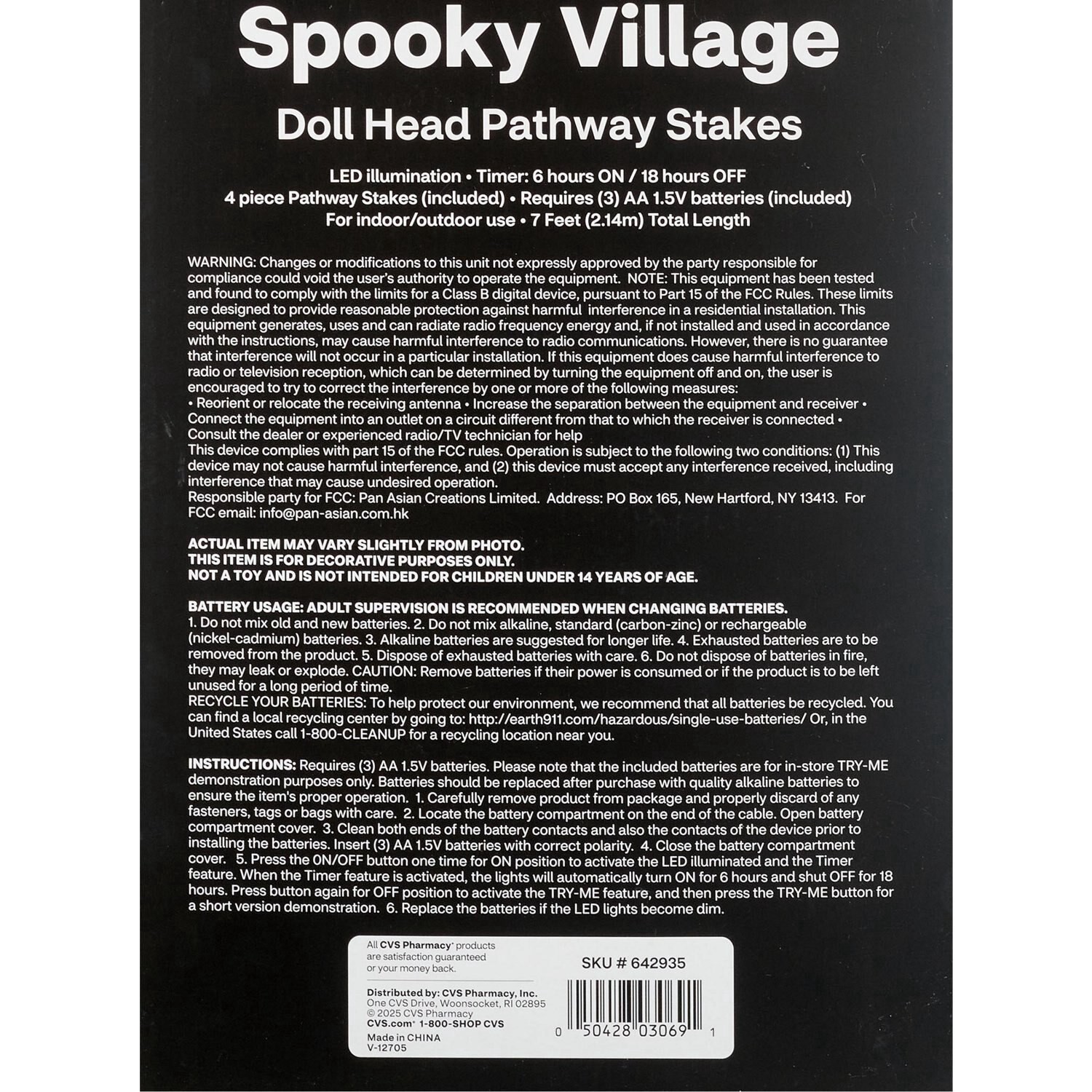 slide 2 of 2, Spooky Village Doll Head Pathway Stakes, 7 Ft, 1 ct