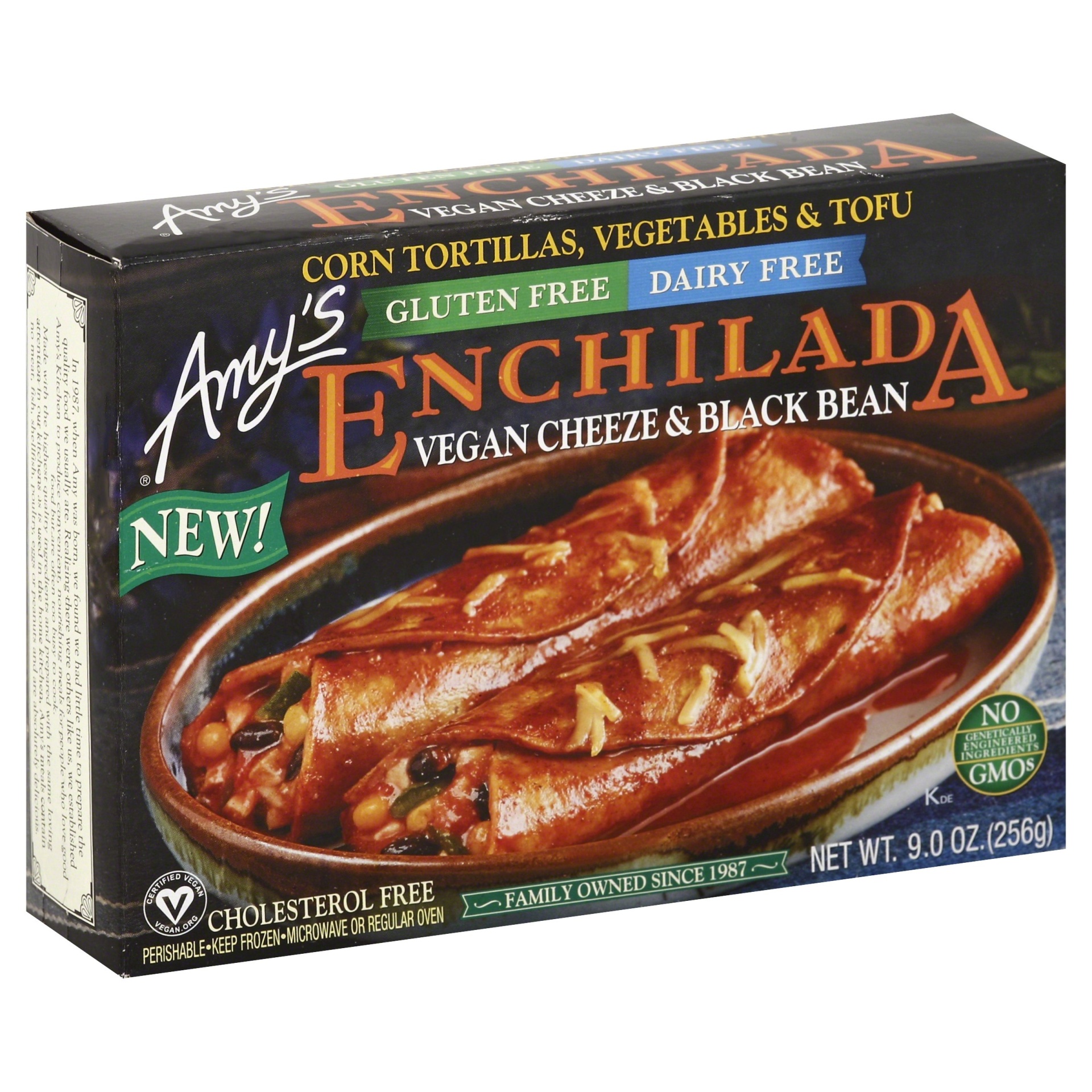 slide 1 of 1, Amy's Vegan Cheese Black Bean Enchilada, 9 oz