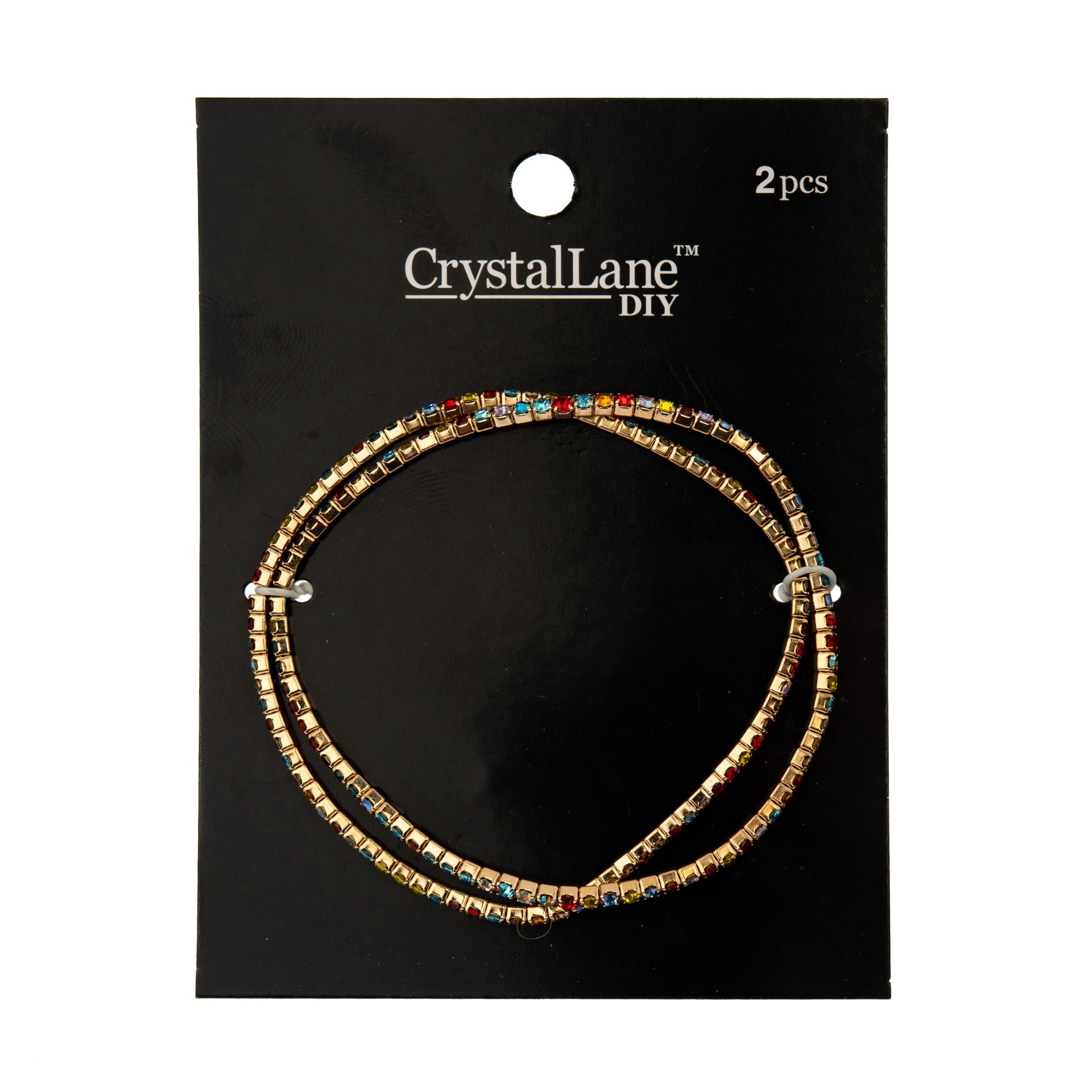 slide 3 of 3, Crystal Lane Diy Gold & Rainbow Rhinestones Bracelets, 2ct., 2 ct
