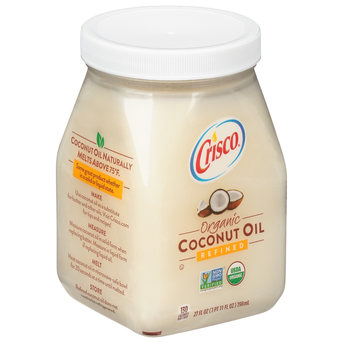 slide 10 of 12, Crisco Refined Organic Coconut Oil, 27 FL OZ, 27 oz