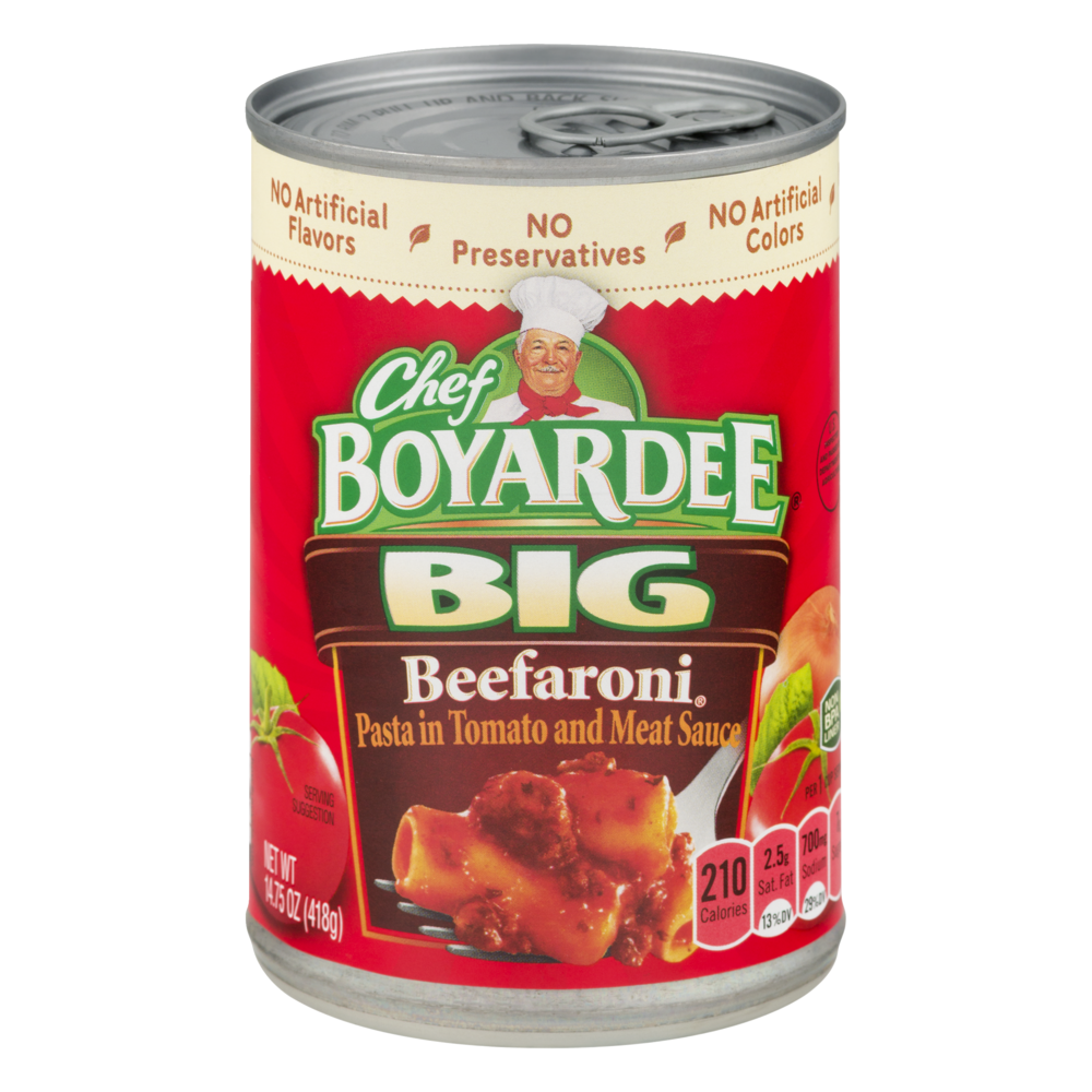 slide 1 of 13, Chef Boyardee Big Beefaroni Pasta in Tomato and Meat Sauce, 14.75 oz