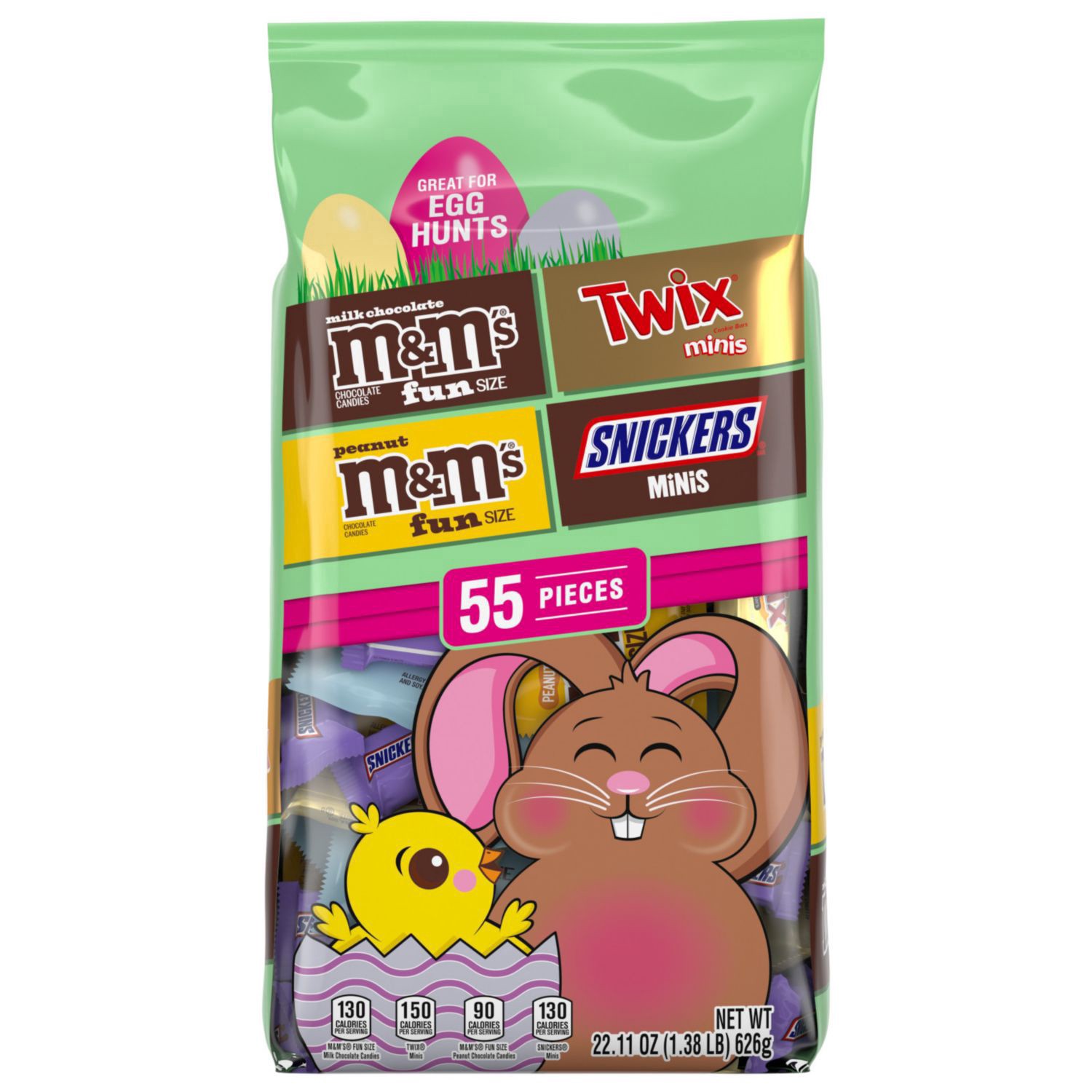 slide 1 of 1, Mars M&M's, Snickers & Twix Milk Chocolate Easter Candy Variety Pack - 55 Ct Bulk Bag, 55 ct