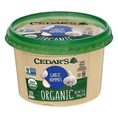 slide 1 of 1, Cedars Organic Garlic Hummus, 16 oz