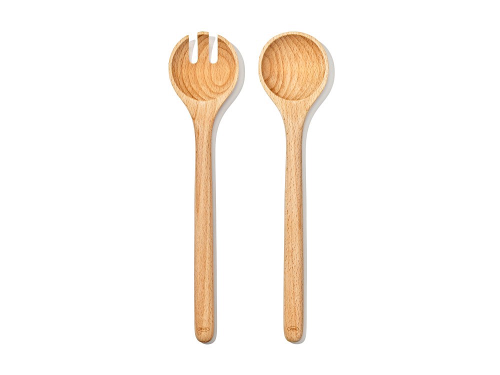 slide 1 of 1, Oxo Soft Works Beechwood Salad Servers Set, 2 ct