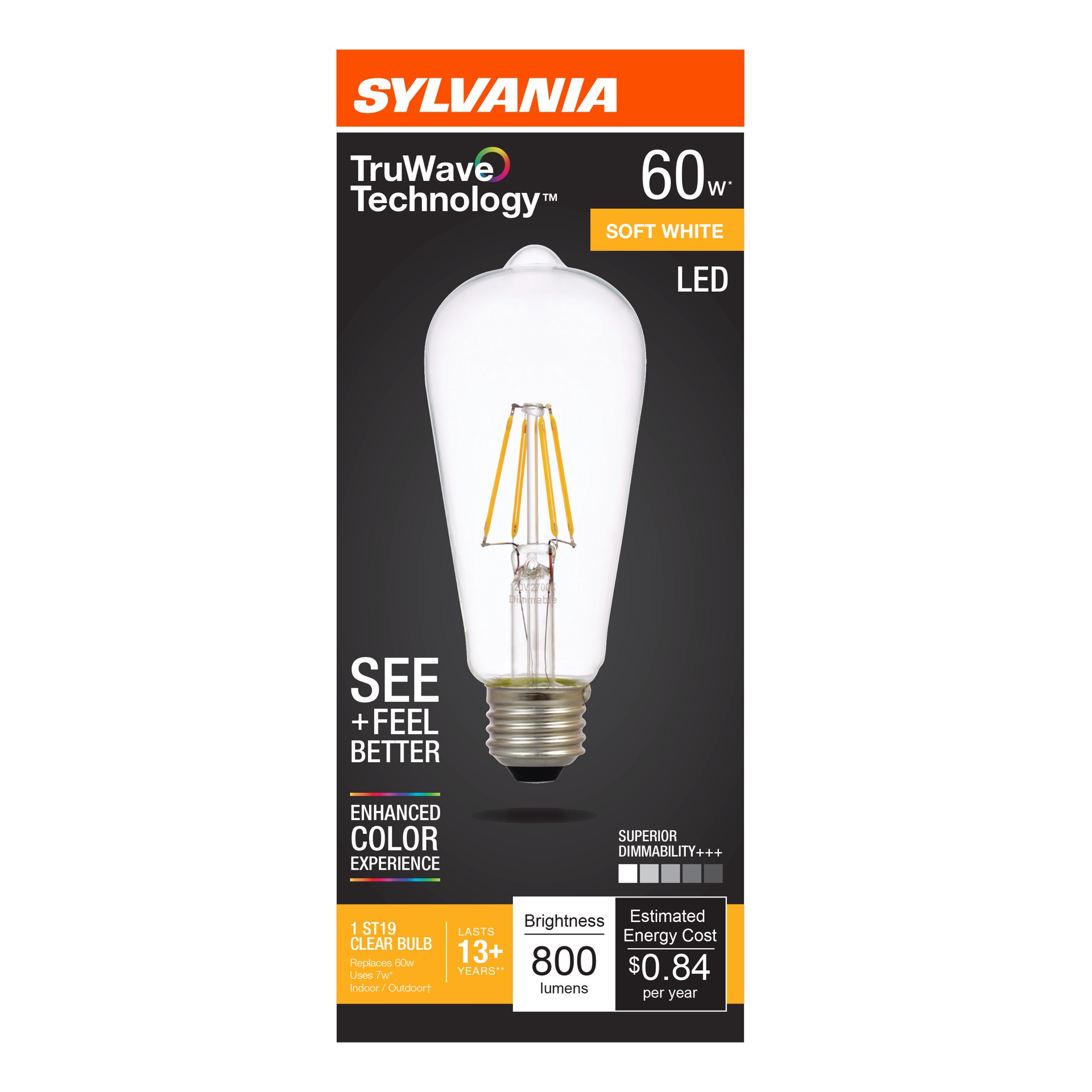slide 1 of 1, Sylvania LED 60 Watt Edison Clear Light Bulb, 1 ct