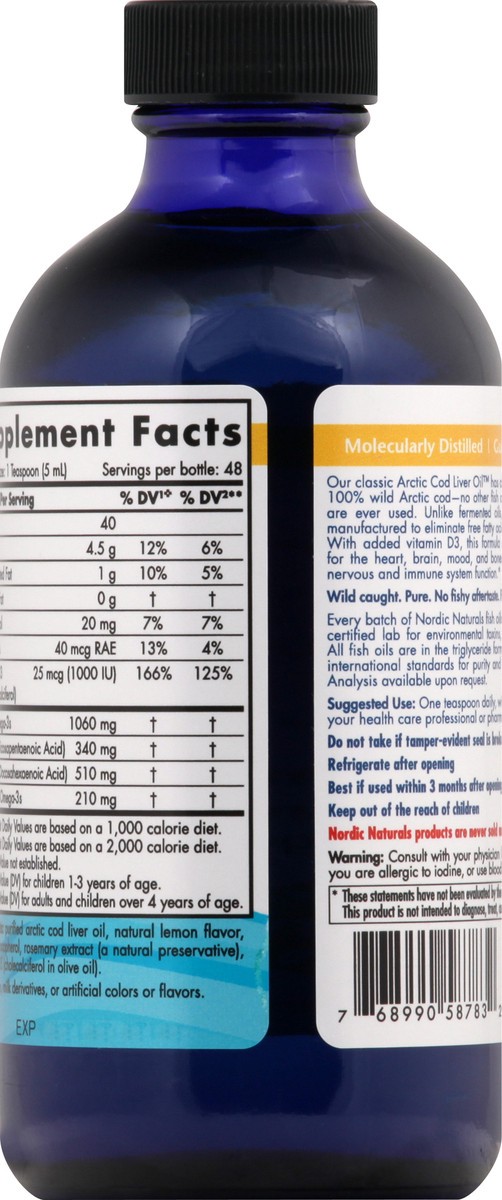 slide 3 of 7, Nordic Naturals Arctic-d Cod Liver Oil Lemon, 8 fl oz