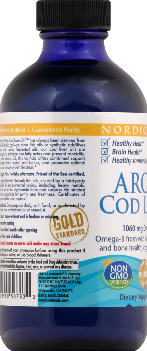 slide 5 of 7, Nordic Naturals Arctic-d Cod Liver Oil Lemon, 8 fl oz