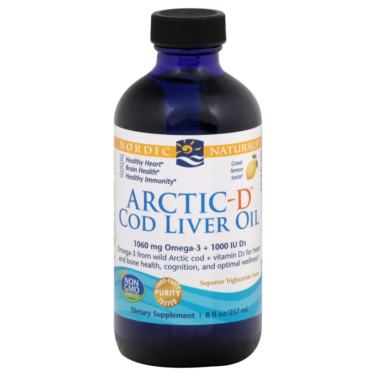 slide 1 of 7, Nordic Naturals Arctic-d Cod Liver Oil Lemon, 8 fl oz