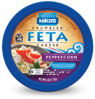 slide 1 of 1, Nikos Peppercorn Crumbled Feta Cheese, 6 oz