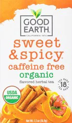 Good Earth Sweet & Spicy Tea Bags Caffeine Free Organic Herbal Tea- 18 ct