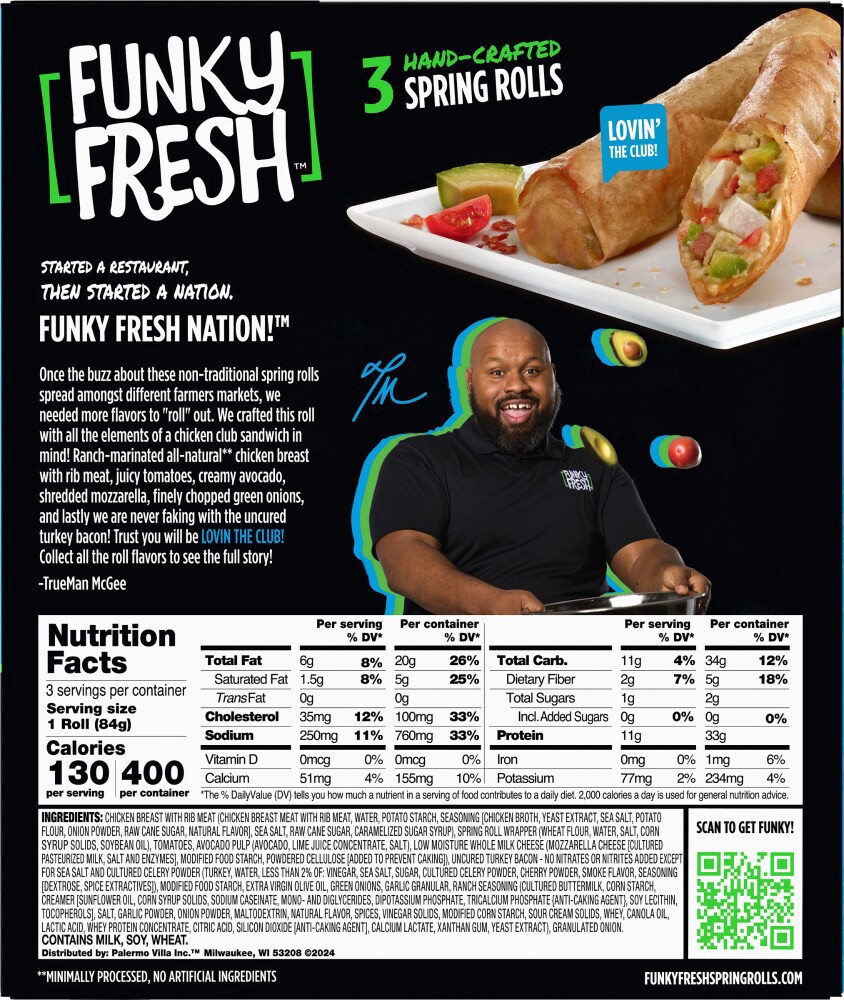 slide 2 of 2, Funky Fresh™ Chicken Club Spring Rolls, 3 ct; 9 oz