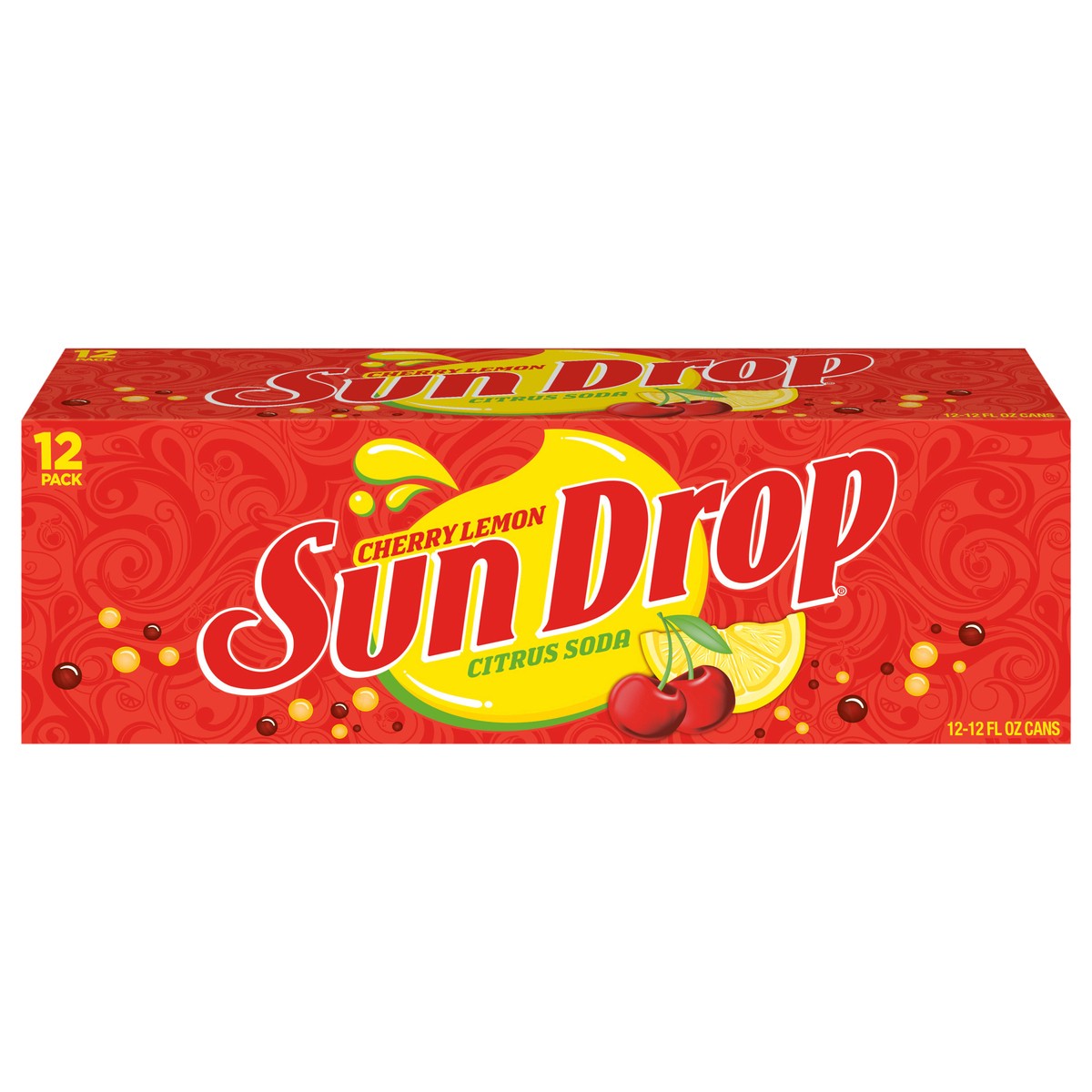 slide 1 of 3, Sun Drop Cherry Lemon Soda, 12 fl oz Cans, 12 Pack, 12 ct; 12 fl oz