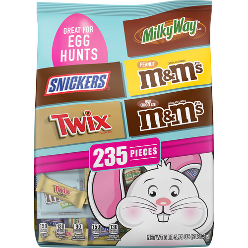 slide 1 of 1, Mars Snickers, Twix, M&M's & Milky Way Chocolate Easter Candy Variety Bag, 235 ct