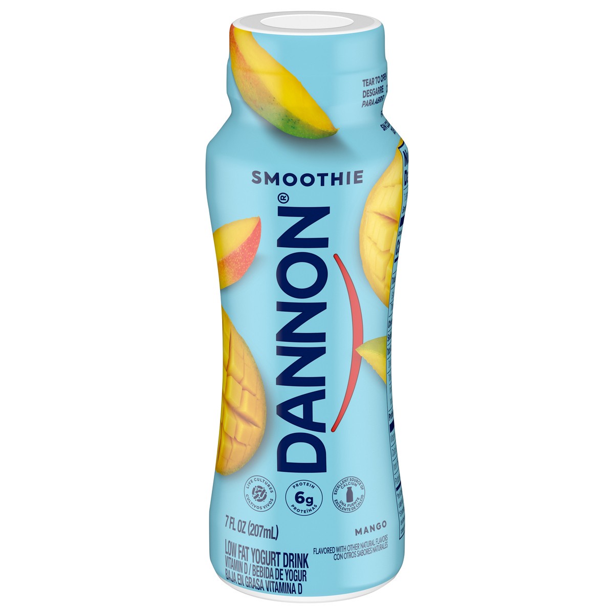 slide 1 of 4, Dannon Mango Smoothie Low Fat Yogurt Drink, Gluten Free On the Go Snacks with Mango Flavor, Excellent Source of Calcium and Vitamin D, 7 FL OZ Bottle, 7 fl oz