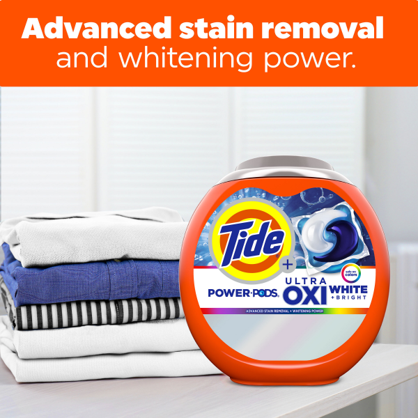 slide 17 of 29, Tide Power PODS White Laundry Detergent Pacs, 45 Count, Brilliant Whitening + Color Protect, 45 ct