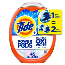 Tide Power PODS White Laundry Detergent Pacs, 45 Count, Brilliant Whitening + Color Protect