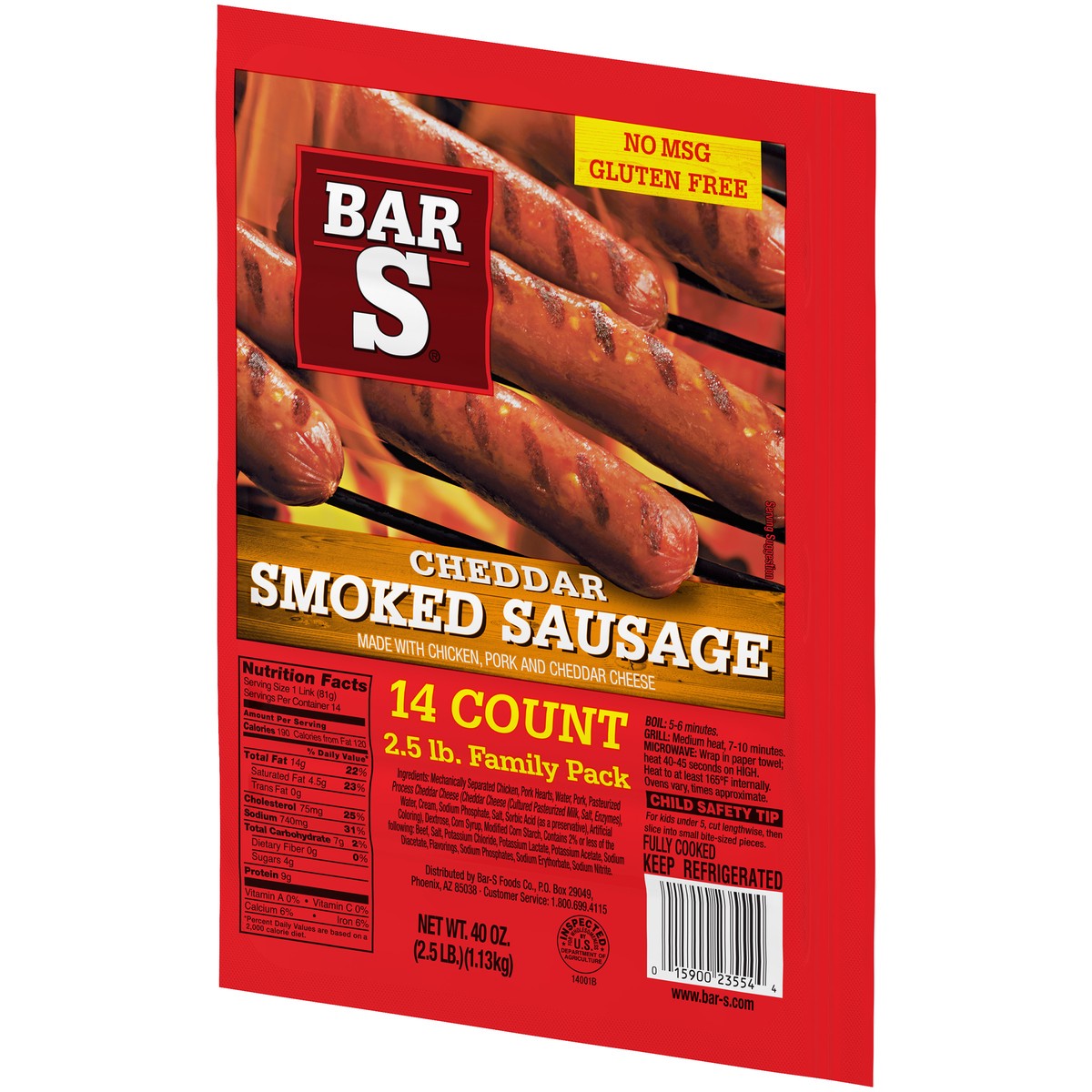 slide 7 of 9, Bar-S Cheddar Smoked Sausage 14 ct Pack, 40 oz