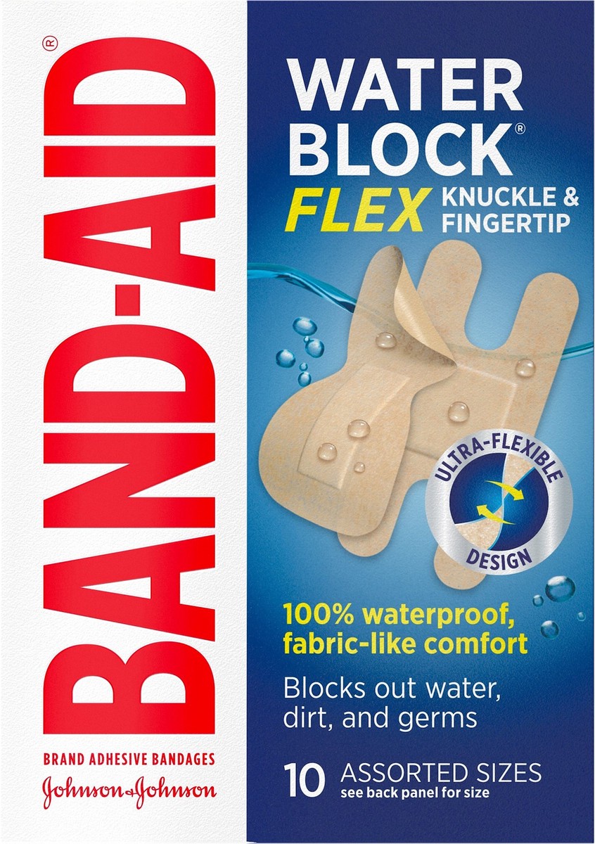 slide 7 of 8, BAND-AID Brand Water Block Flex Finger Bandages, Assorted, 10 ct, 10 ct