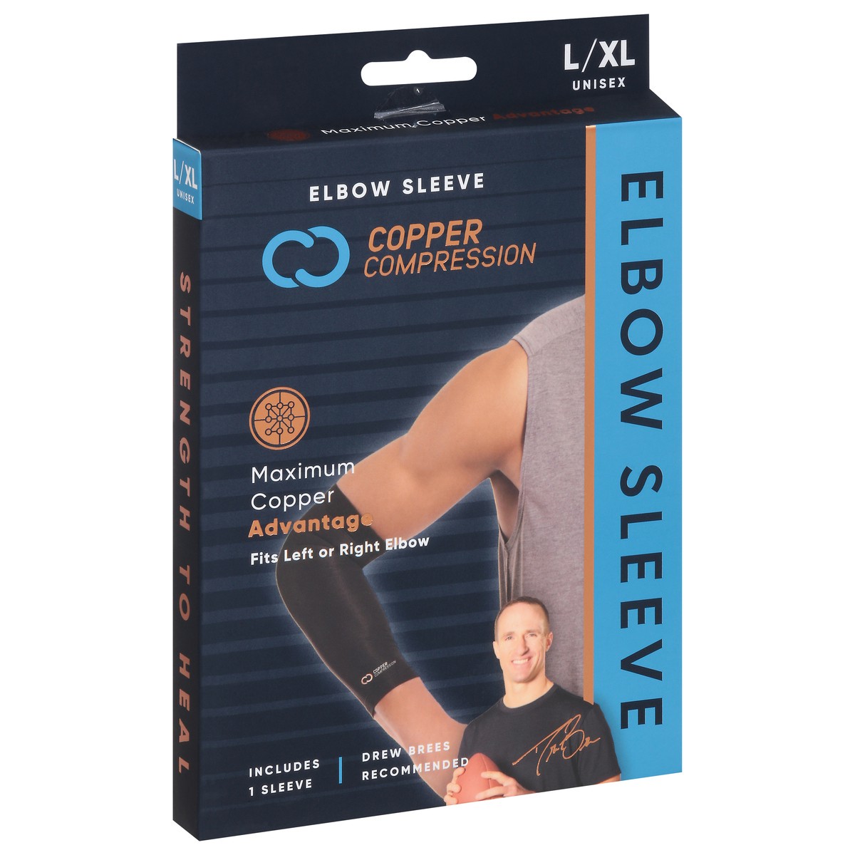 slide 2 of 9, Copper Compression Unisex Elbow Sleeve L/XL 1 ea, 1 ct