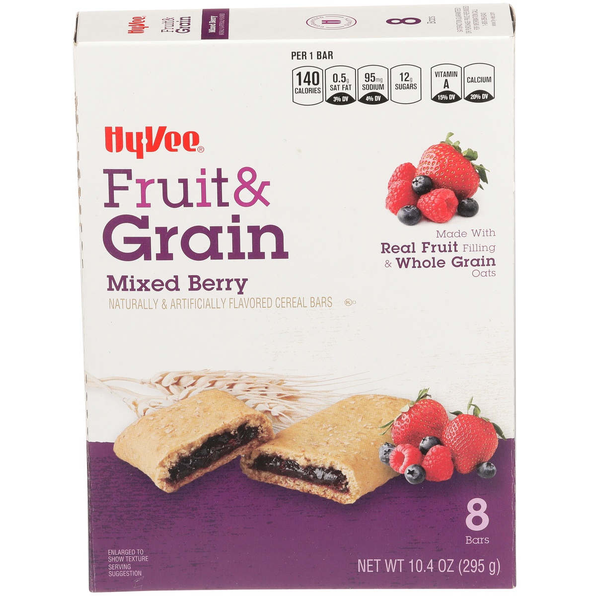 slide 1 of 1, Hy-vee Mixed Berry Fruit & Grain Cereal Bars, 10.4 oz