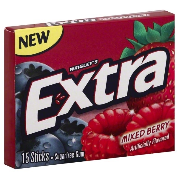 slide 1 of 4, Extra Sugarfree Gum Mixed Berry, 15 ct