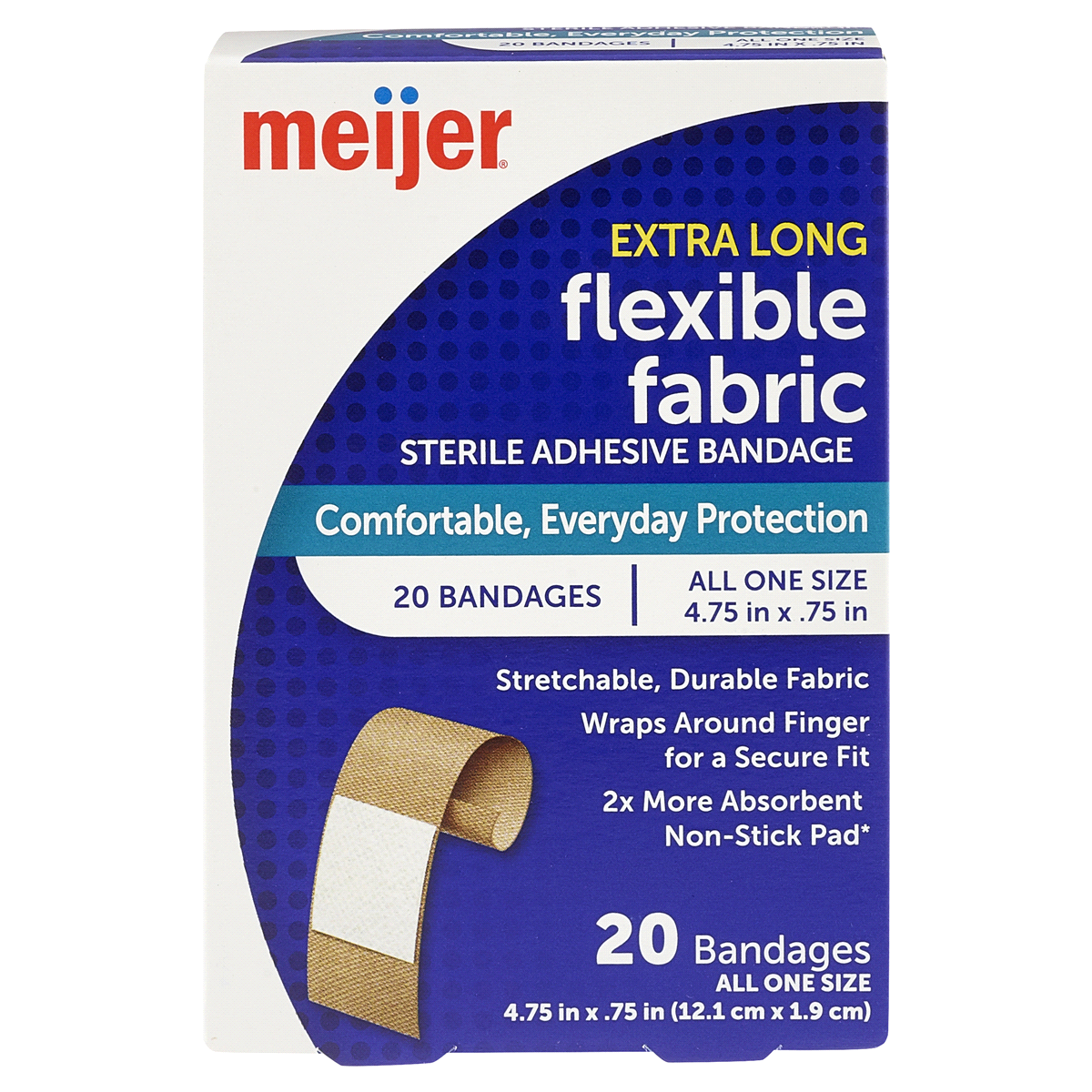 slide 1 of 13, Meijer Extra Long Fabric Bandages, 20 ct