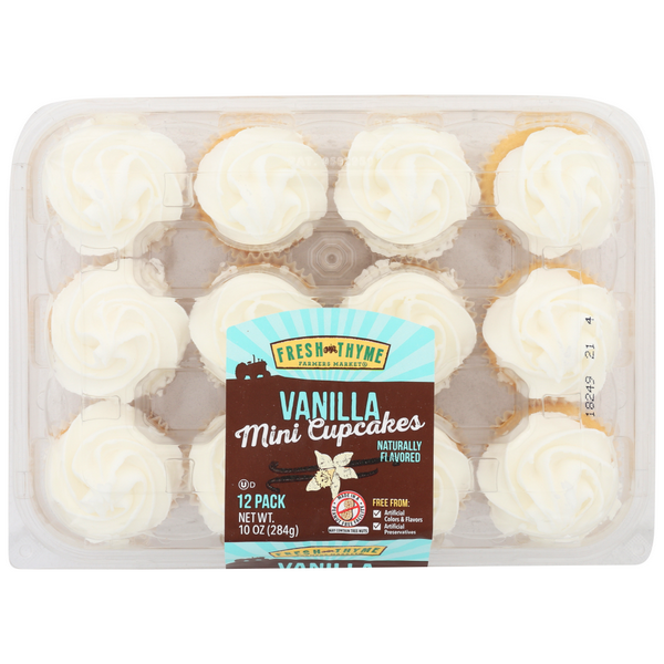 slide 1 of 1, Fresh Thyme Vanilla Mini Cupcakes, 10.5 oz