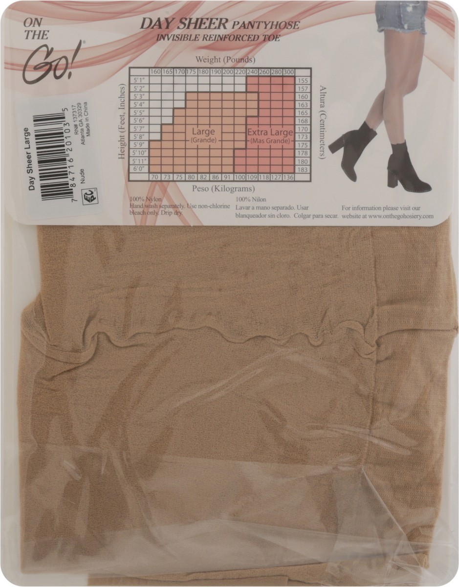 slide 5 of 12, On The Go Hosiery Day Sheer Nude Large 1 Count, 1 ct