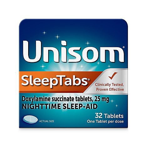 slide 1 of 1, Unisom Sleeptabs Nighttime Sleep-Aid 25 Mg Tablets - 32 Count, 16 ct
