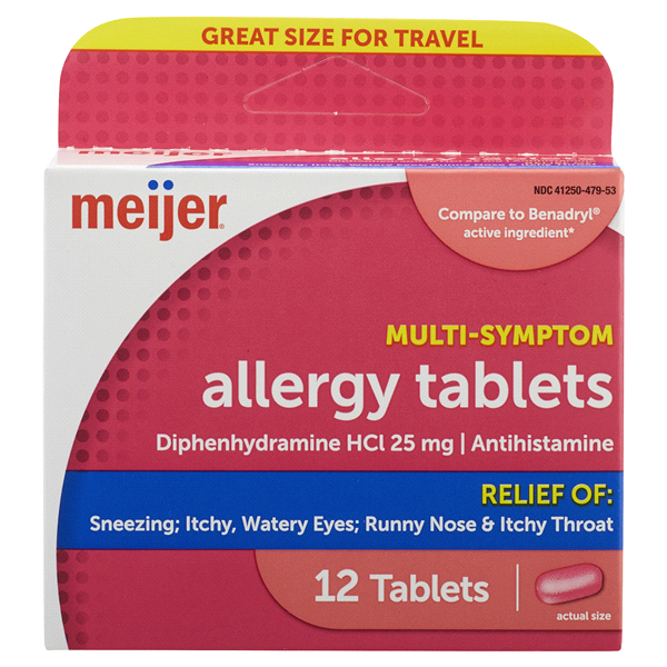 slide 1 of 1, Meijer Multi-Symptom Allergy Tablets Travel Size, 12 ct
