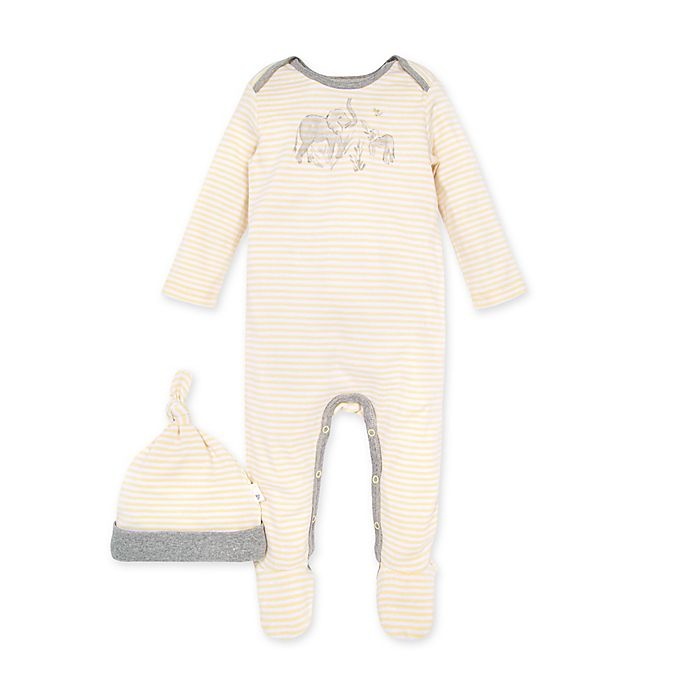 slide 1 of 2, Burt's Bees Baby Ello Elephant Graphic Jumpsuit & Knot Top Hat Set, 1 ct