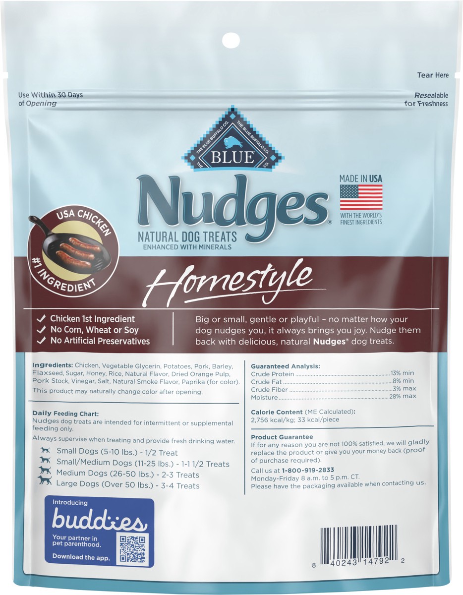 slide 3 of 5, Blue Buffalo Nudges Homestyle Natural Dog Treats, Chicken and Pork, 18oz Bag, 18 oz